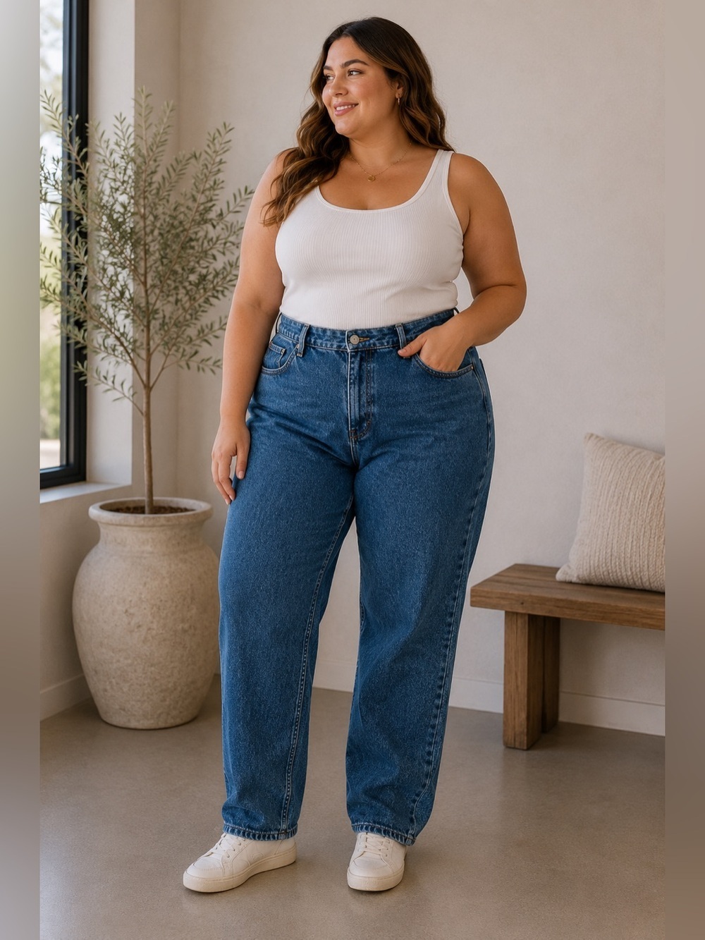 Bonjour Vintage Classic Blue Straight Leg Women's Jeans 80s Size 16 P Petite